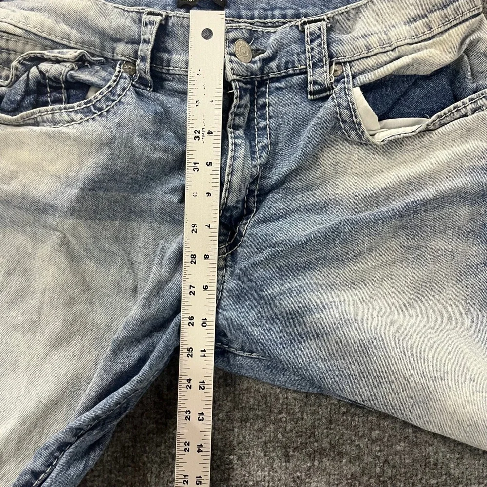 True Religion Jeans Mens Size 36 Blue Rocco Relaxed Acid Wash Stretch Denim